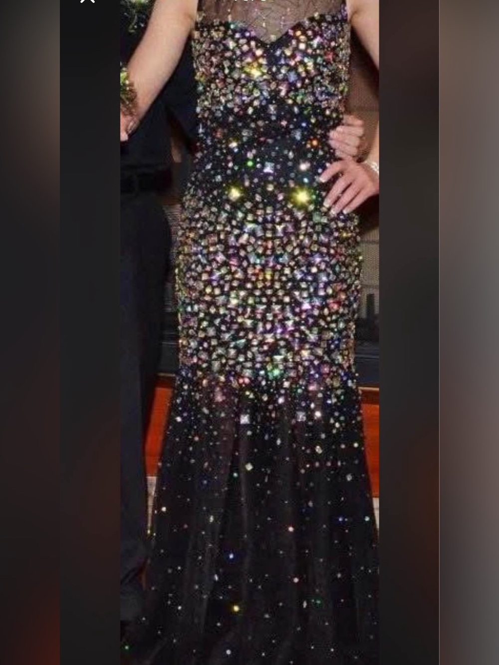 Black Multi-Color Sequin Evening Dress